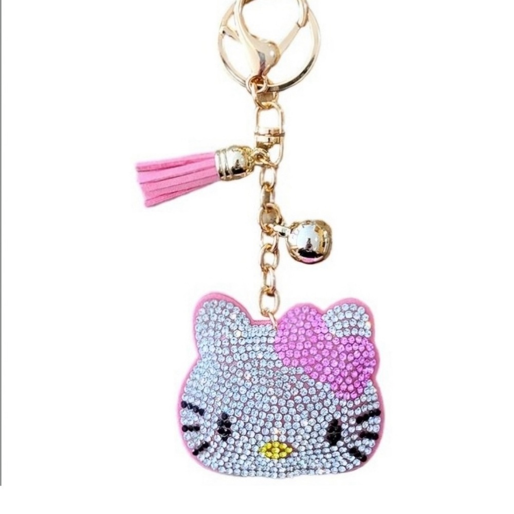 PUFFY RHINESTONE HELLO KIITTY KEY CHAIN